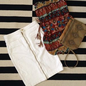 Perfect LN💥7FAM💥Gold Zip White Denim Pencil 27